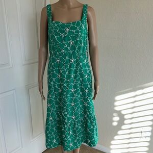 NWT Draper James Green Sundress with White Link-embroidery Size Medium